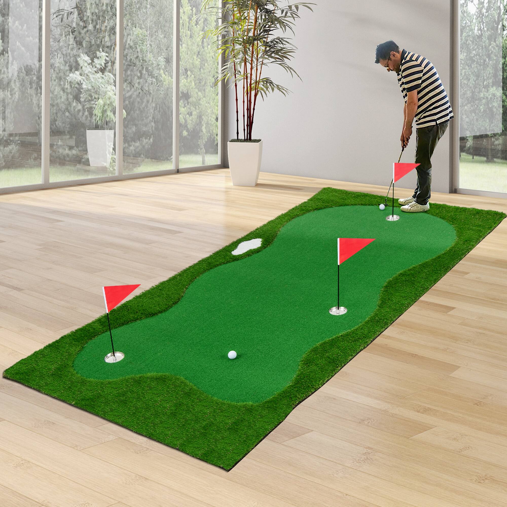 Alt View 1. Costway - Costway 10 x 5 FT Golf Putting Green Professional Golf Training Mat with 2 Golf Balls - Green.
