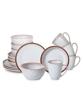 Table 12 - Maldan Stoneware 16-Piece Dinnerware Set, Service for 4 - White