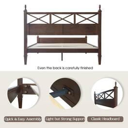 East West Furniture - Queen Wooden Platform Bed Frame - Dark Roast Oak