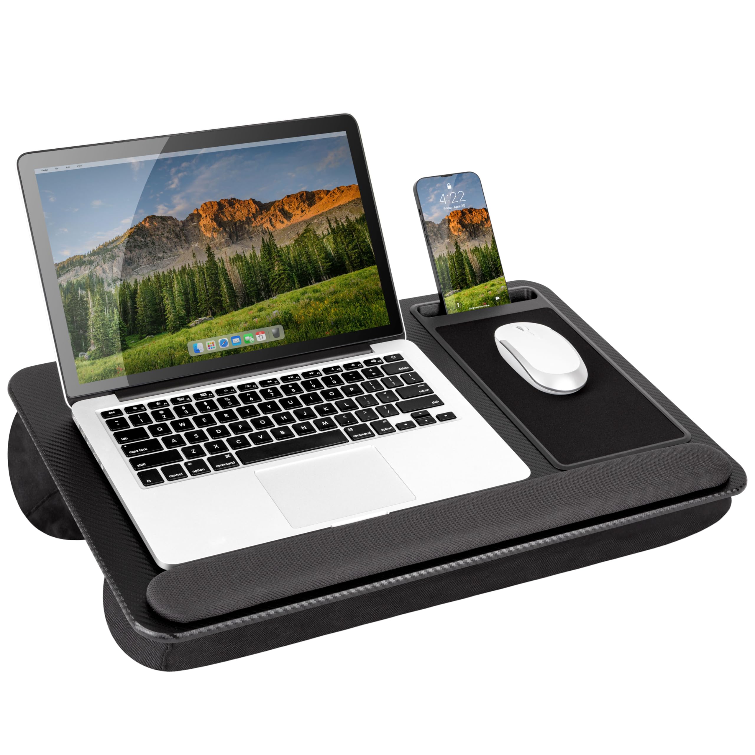 Front. Stylel Star - LAPGEAR Home Office Pro Lap Desk with Wrist Rest, Mouse Pad, and Phone Holder - Black Carbon - Fits up to 15.6 Inch L... - Black Carbon.