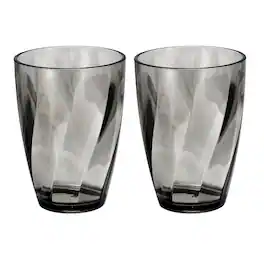 Unique Bargains - 2pcs Clear Plastic Reusable Drinking Glasses, 13oz Diagonal Texture Unbreakable Stackable for Beer Juice - Light Gray