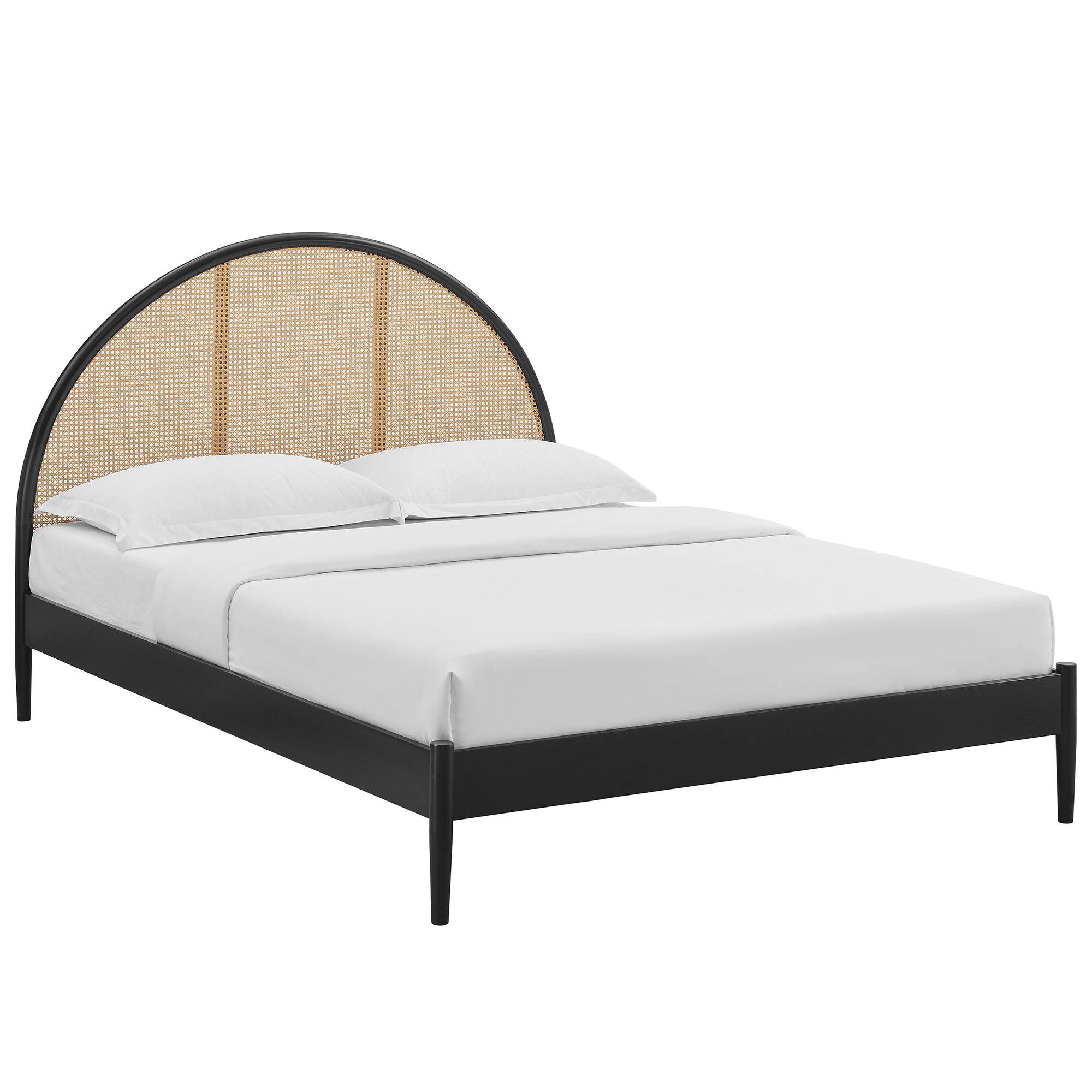 Modway - Odette Queen Arched Rattan Cane Platform Bed - Black