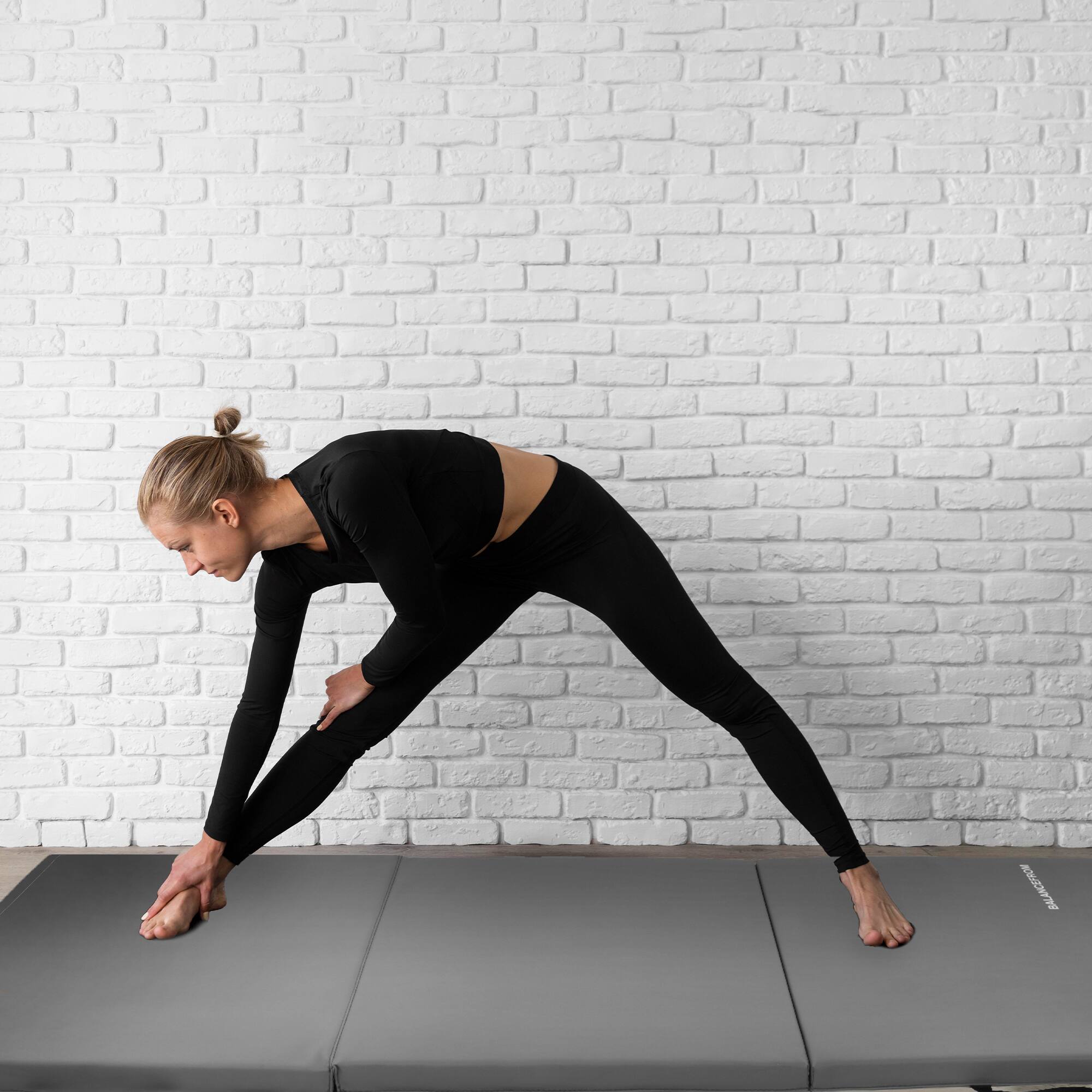 Alt View 3. BalanceFrom Fitness - BalanceFrom Fitness GoGym 6 'x 2' x 1.5" Folding 3 Panel Exercise Gym Mat, Gray - Gray.