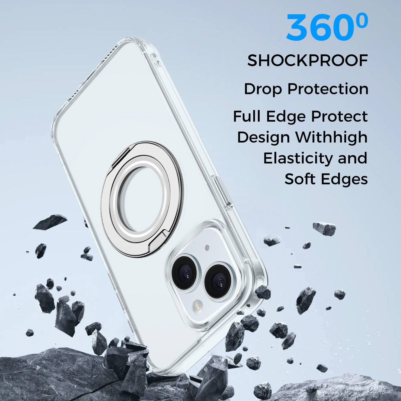 360° SHOCKPROOF  
Drop Protection  
Full Edge Protect Design With High Elasticity and Soft Edges