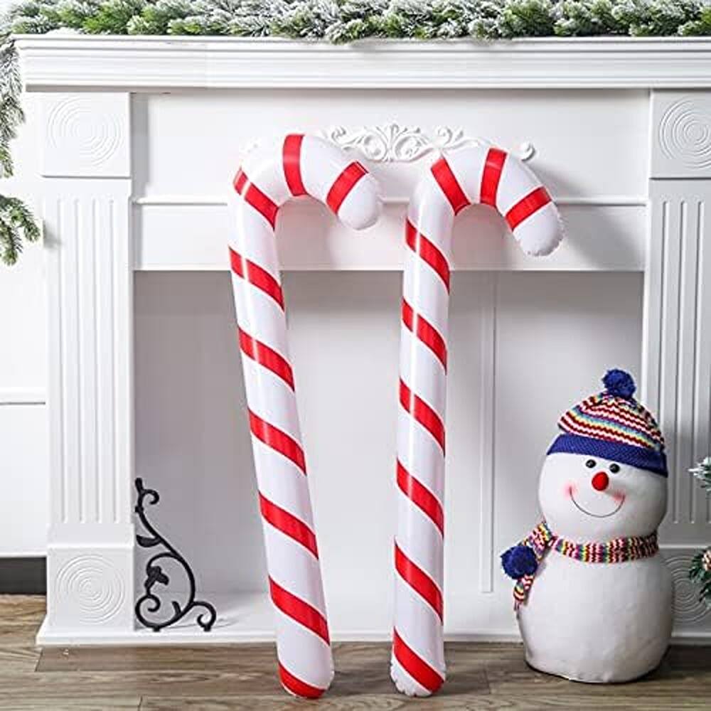 Back. PARKER SLATER - 2-Pack Inflatable Candy Canes – Large Outdoor Christmas Decorations - Red,white.