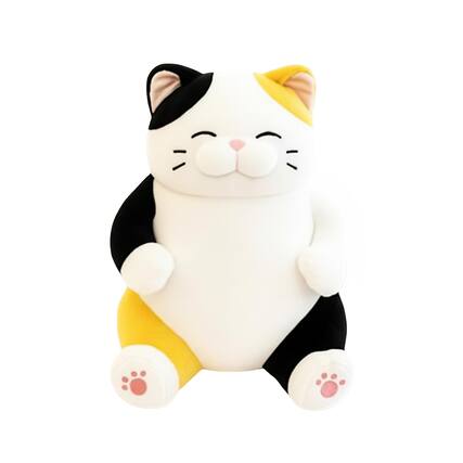 Front. New Era Distribution - Chubby Meow 12 Inch Plush Pillow | White/Orange/Black - Multi-Colored.