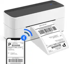 Phomemo - PM-241BT Wireless Shipping Label Printer,4x6 inch,Bluetooth and USB Connection - Black and White