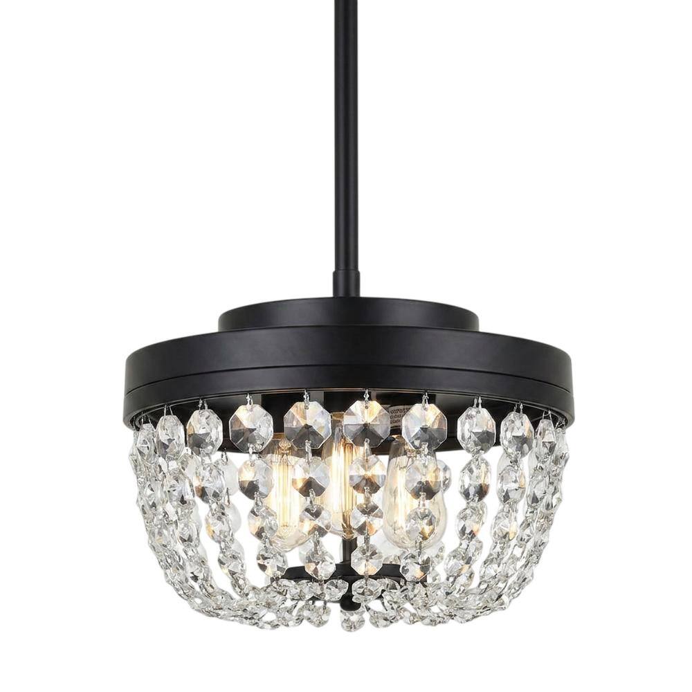 Front. Elegant Lighting - Gianna 10 inch pendant in black - Black.