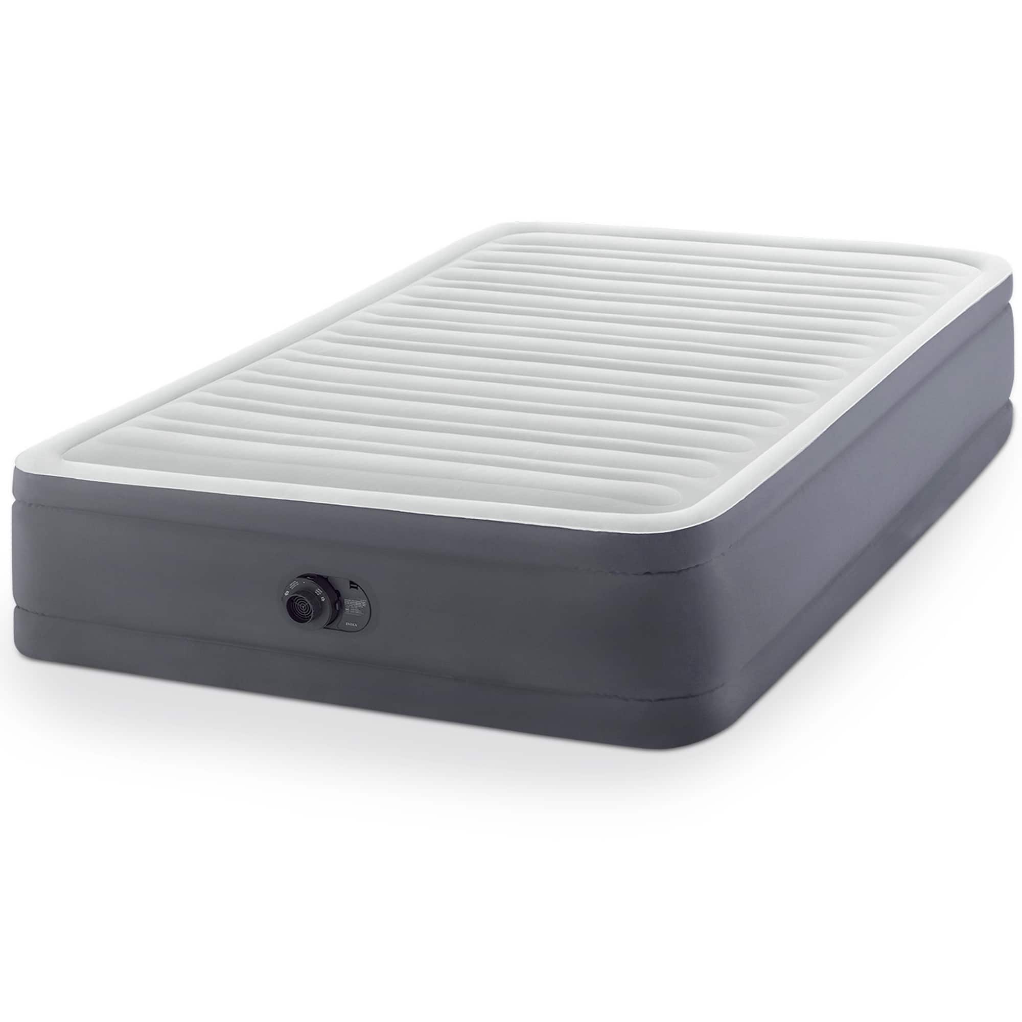Intex - PremAire I Fiber-Tech Elevated Airbed Mattress with Built-In Pump, Queen - Gray