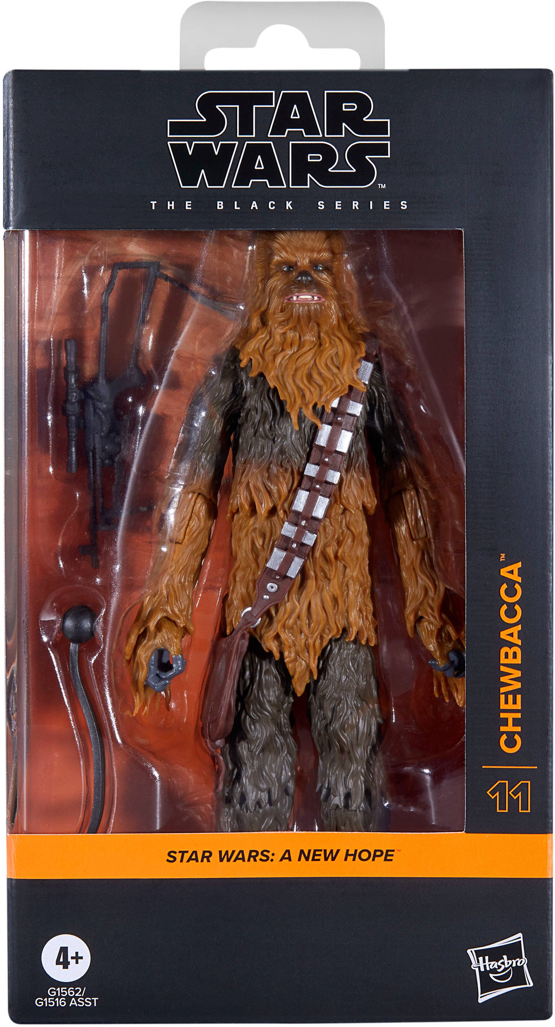 The text on the image reads: "Star Wars: The Black Series Star Wars: A New Hope Chewbacca 11 4+ G1562/ G1516 Assortment Hasbro."
