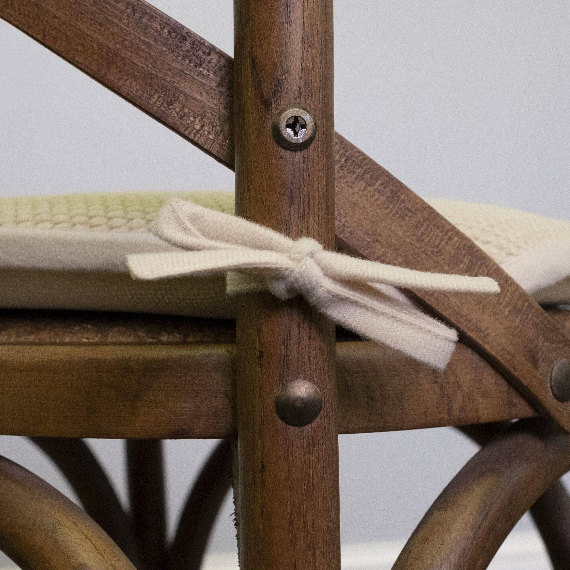 Left. Sweet Home Collection - Honeycomb Memory Foam Non-Slip 16" x 16" Chair Cushion Pad with Ties, 4-Pack - Linen.