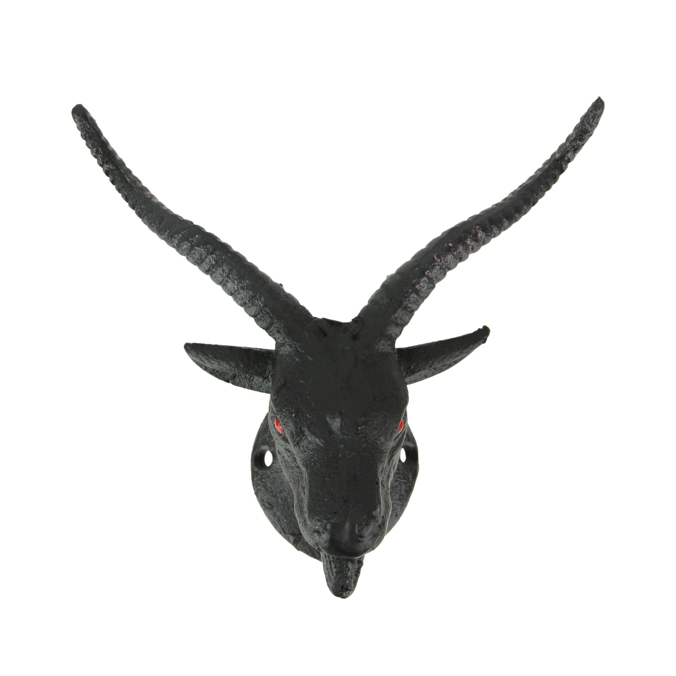 Alt View 1. Zeckos - Set of 2 Black Cast Iron Baphomet Wall Hooks -  6 inch Coat and Towel Racks - Black.