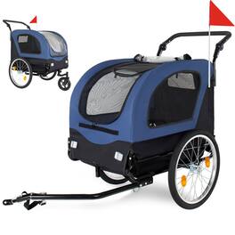 JUJABU - 2-in-1 Foldable Pet Carrier Cart for Dogs up to 110lbs with Front Caster, Dark Blue