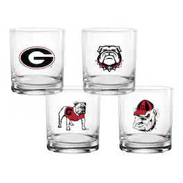 Indigo Falls - Georgia Bulldogs 4-Pack Collector's 14oz. Rocks Glass Set - Multicolor