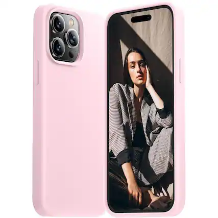 Front. Entronix - Entronix Liquid Silicone Case for iPhone 16 Pro Max - Ultimate Protection and Style - Light Pink.