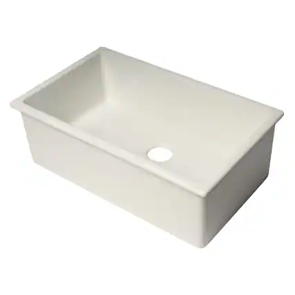 Front. Alfi - ALFI brand 30 White Undermount / Drop In Fireclay Kitchen Sink - White.