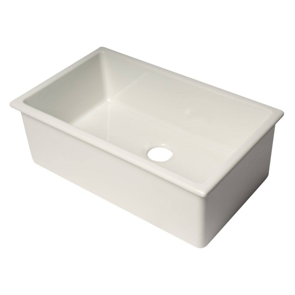 Front. Alfi - ALFI brand 30 White Undermount / Drop In Fireclay Kitchen Sink - White.