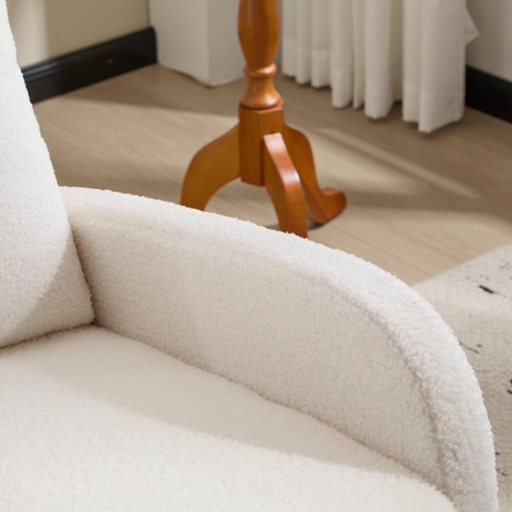 Alt View 10. Loheer - Loheer White Teddy Fleece Nursery Rocker Breastfeeding Glider Chair - White.