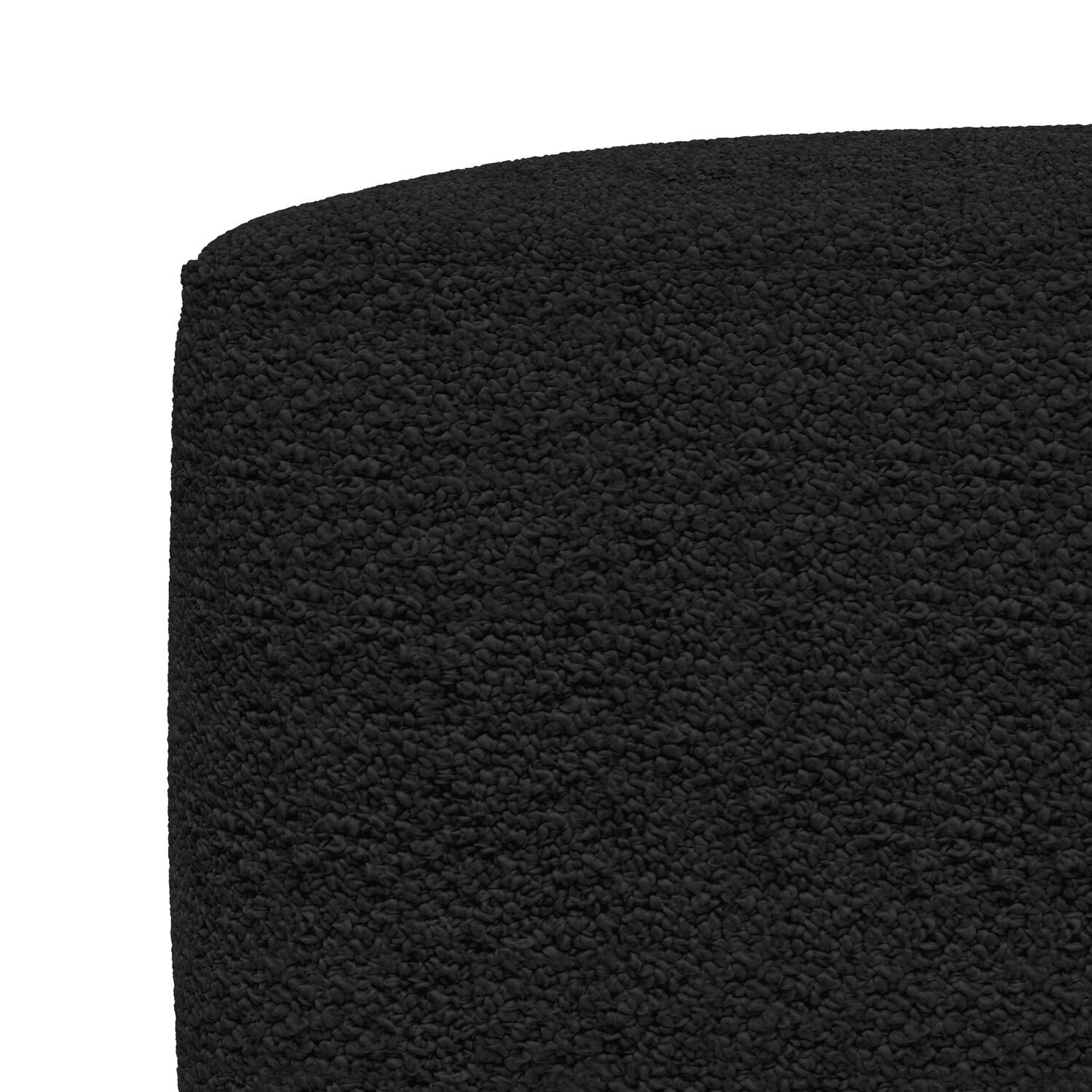 Alt View 4. Simpli Home - Chantal 24 inch Wide Contemporary Pouf in Black Boucle Fabric - Black.