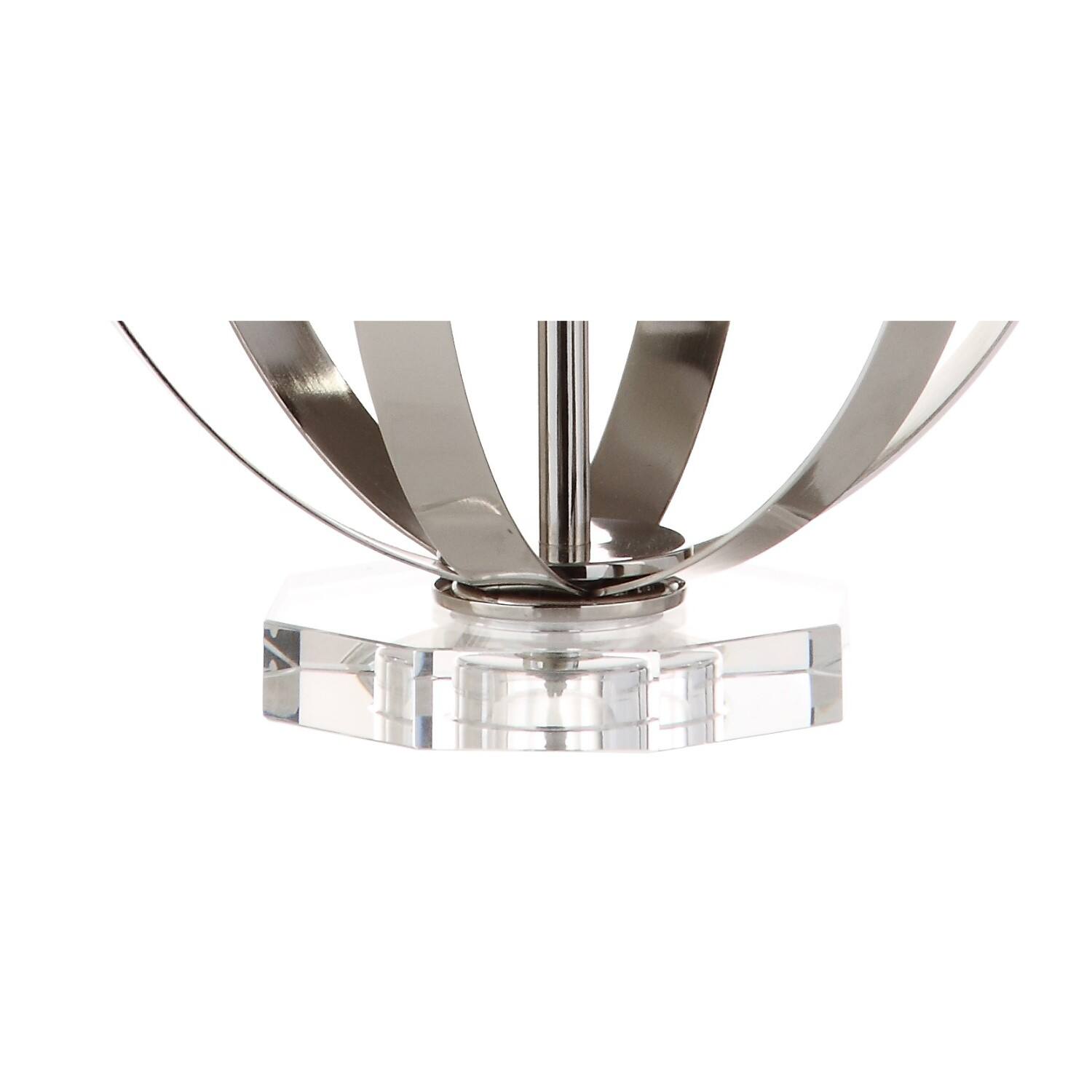Alt View 5. Jonathan Y - Logan 26" Metal Orb LED Table Lamp, Polished Nickel - Silver.