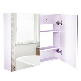 Homcom - Double Door Wall Mounted Bathroom Mirror, 31.5" x 23.5" Medicine Cabinet with Modern Design, Large Storage, Quiet Hinges - White