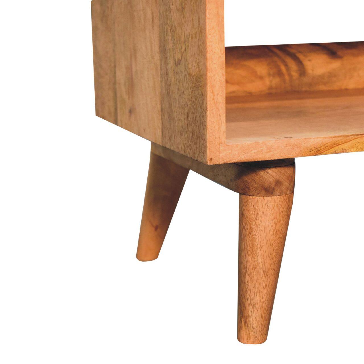 Alt View 4. Artisan Furniture - Artisan Furniture Solid Wood Oak-ish Bench with Tan Leather Seatpad, Upholstered, 1 Open Slot, Brown - Brown.