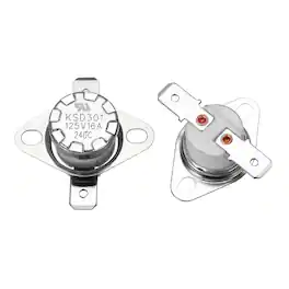 Unique Bargains - 2pcs KSD301 Thermostat 240°C/464°F 16A Normally Closed N.C Adjust Snap Disc Temperature Switch Ceramic - Silver