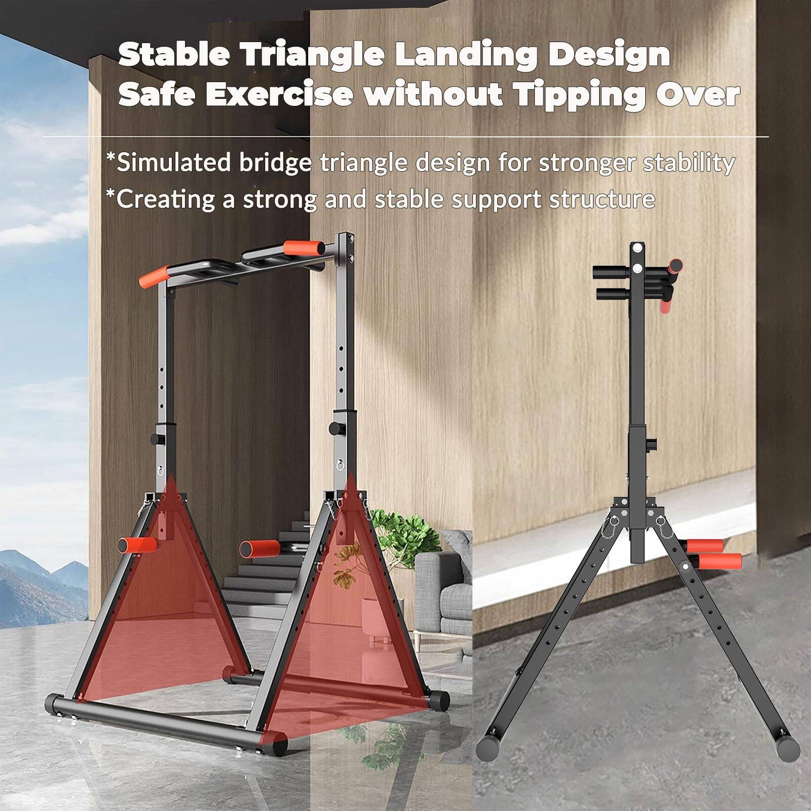 Stable Triangle Landing Design  
Safe Exercise without Tipping Over  

*Simulated bridge triangle design for stronger stability  
*Creating a strong and stable support structure