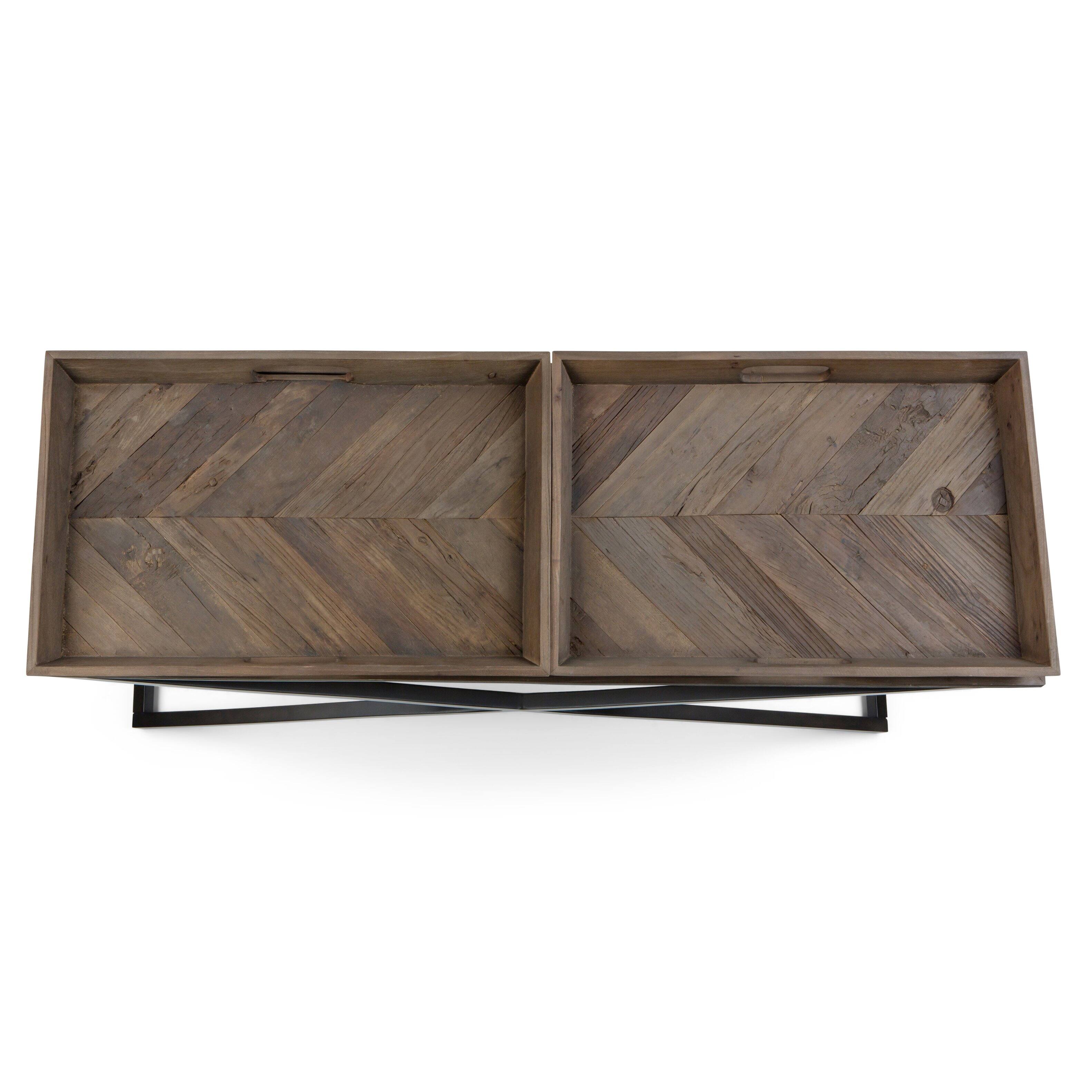 Alt View 6. Simpli Home - Damien SOLID AGED ELM WOOD and Metal 50 inch Wide Modern Industrial Console Table in Distressed Natural Elm - Distressed Natural Elm.