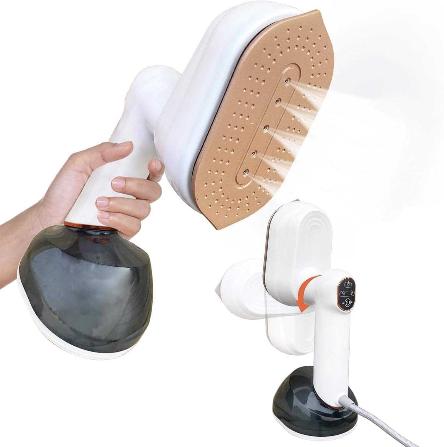 FINEAK - 2 in 1 Steamer & Iron 1200W 25S Heat-Up 7.8OZ Tank Portable Handheld Wrinkle Remover - White