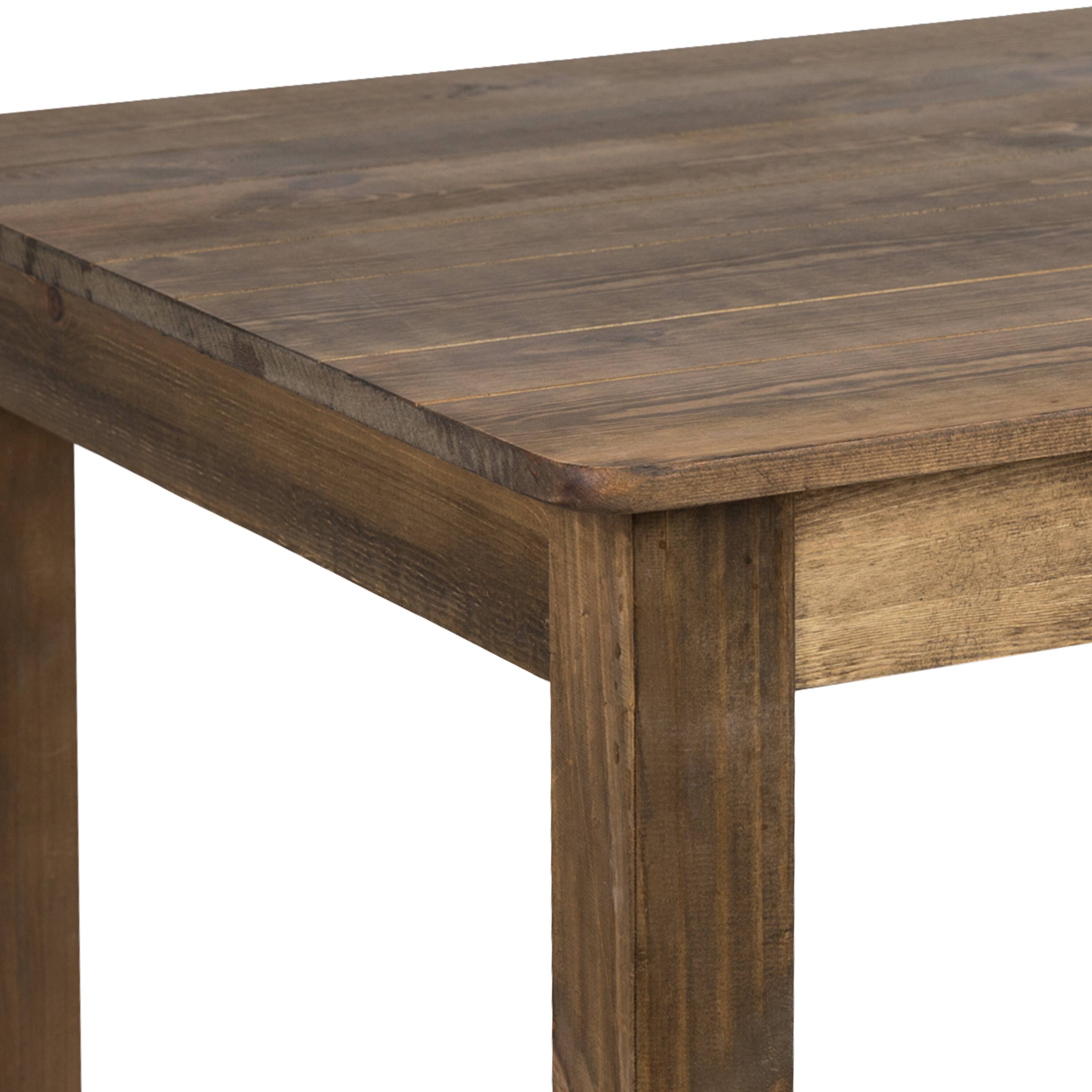 Alt View 14. Alamont Home - Hercules 60" x 38" Rectangular Antique Rustic Solid Pine Farm Dining Table - Antique Rustic.