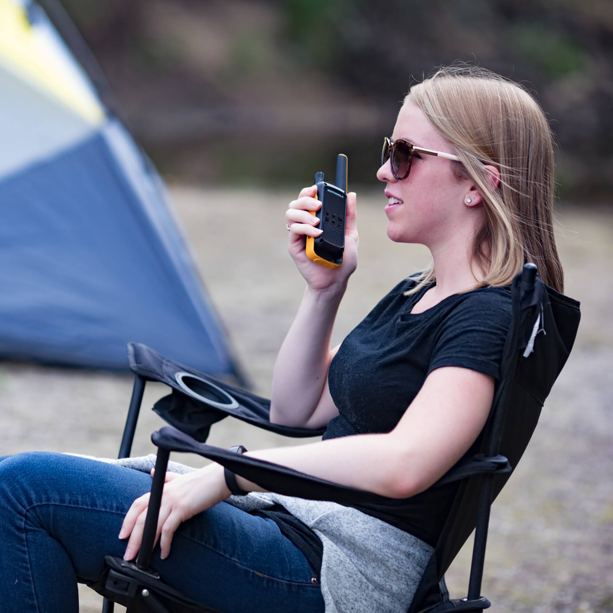 Alt View 6. Motorola - Motorola Solutions T470 Two-Way Radio Black W/Yellow Rechargeable Two Pack - Black / Yellow.