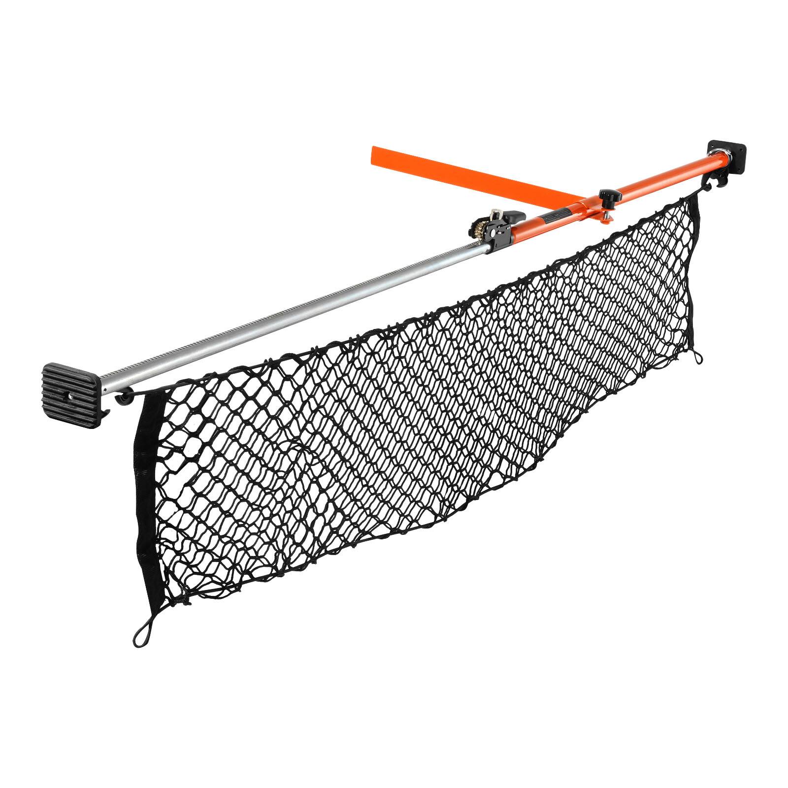Alt View 5. VEVOR - Cargo Bar, Ratcheting Cargo Bars Adjustable from 40" to 73", Heavy-duty Steel Cargos Stabilizer with Storage Net - Orange.