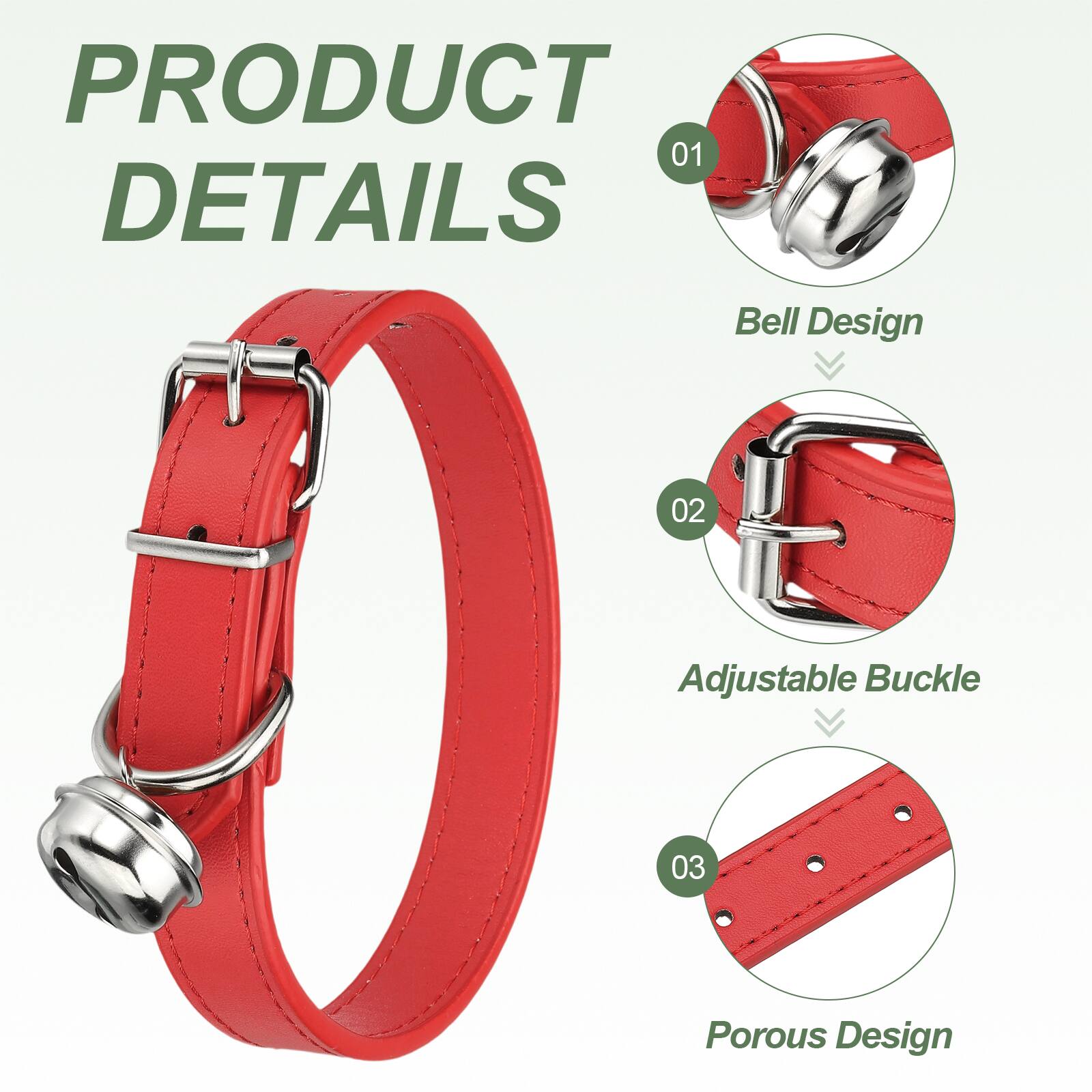 PRODUCT DETAILS

01 Bell Design

02 Adjustable Buckle

03 Porous Design