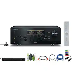 1. A Yamaha RX-V682 AV Receiver
2. Pandoora Remote Control
3. Power Strip
4. Cleaning Spray
5. Cable Organizer
6. Various Cables
