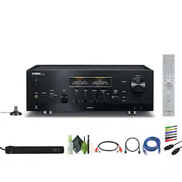 Yamaha - R-N2000A 2.1-Channel Network Stereo Receiver (Black), HDMI Cable, dual RCA male to male, Cat5e Ethernet Patch Cab