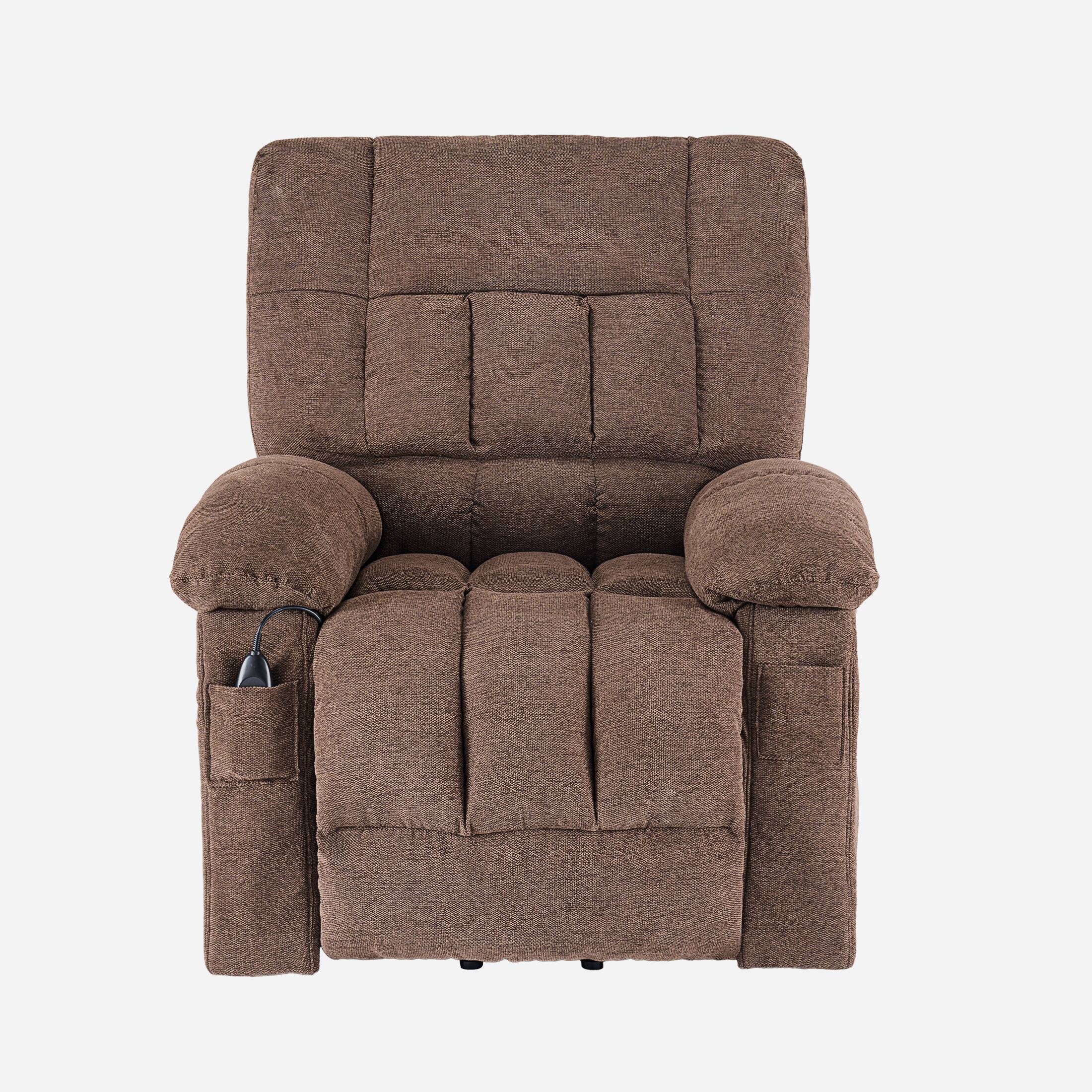 Alt View 1. Bestier - Power Recliner Chair with Massage & Heat, Adjustable Single Sofa with Footrest, Cup Holders & Storage - brown.