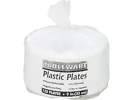 TABLE MATE - 9" Plastic Plates, 125/Pack - White