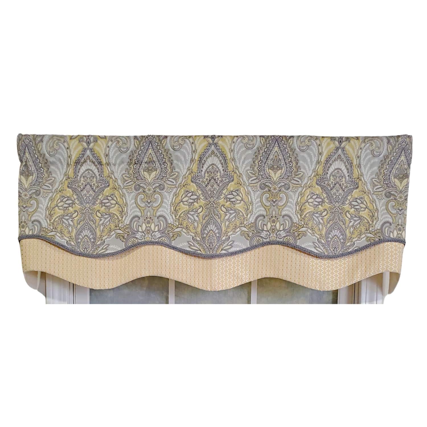 RLF Home - 3" Rod Pocket High Quality Fabric Nobility Glory Valance for Windows 50" x 16" - Gary