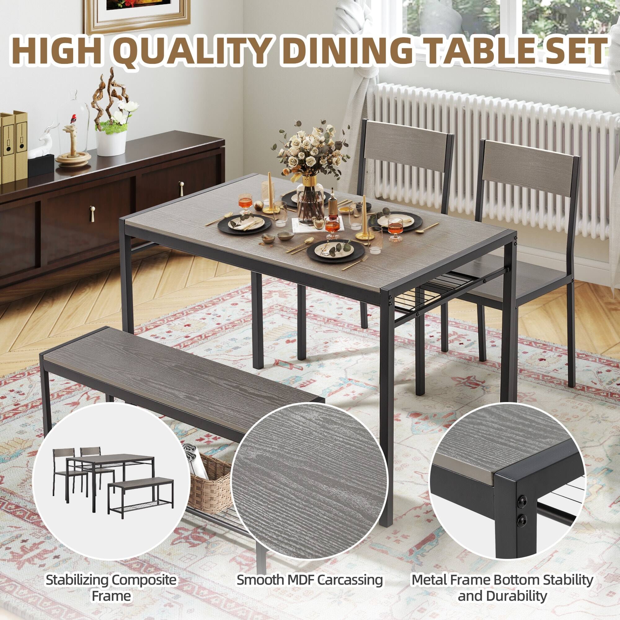HIGH QUALITY DINING TABLE SET

- Stabilizing Composite Frame
- Smooth MDF Carcassing
- Metal Frame Bottom Stability and Durability