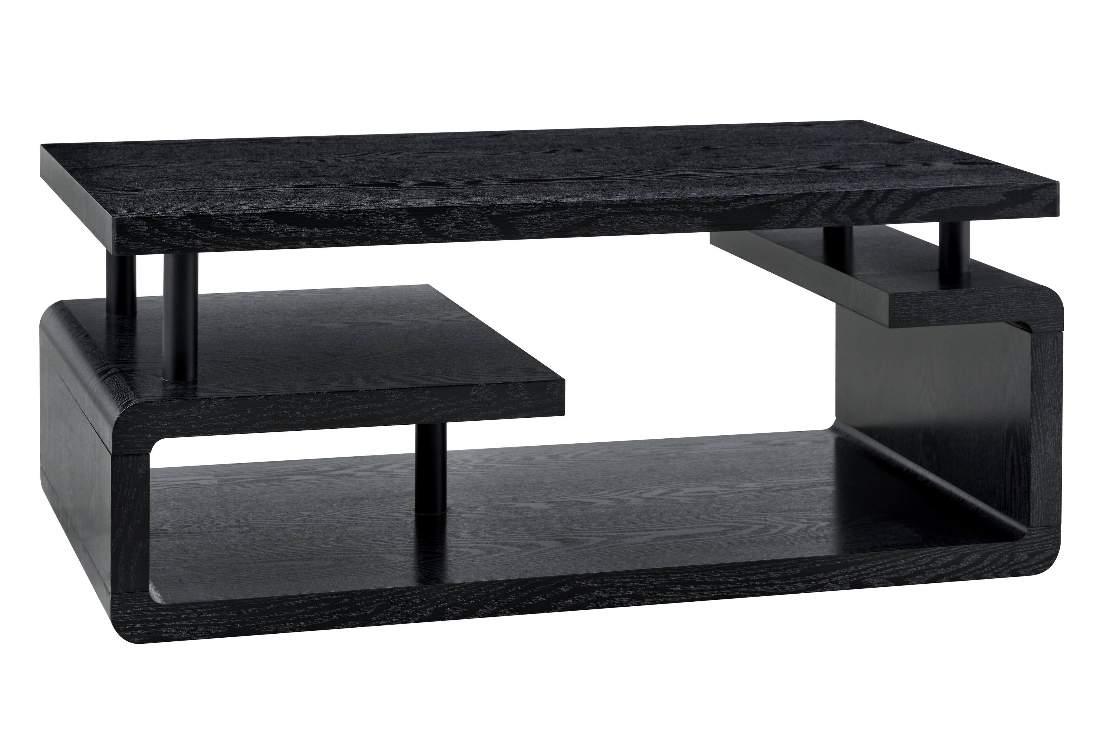 Alt View 4. Loheer - Loheer- Three Tier Black Wood Grain Coffee Table Modern Storage Center Table for Living Room Office 3.6x1.9x1.5 ft - Black Woodgrain.
