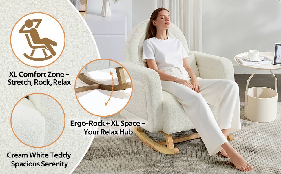 - XL Comfort Zone – Stretch, Rock, Relax
- Ergo-Rock + XL Space – Your Relax Hub
- Cream White Teddy Spacious Serenity