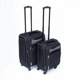BreeBe - (20+24) Two-piece suitcase suitcase set Oxford trolley case without password lock universal wheel - Black