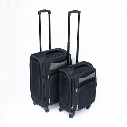 Front. BreeBe - (20+24) Two-piece suitcase suitcase set Oxford trolley case without password lock universal wheel - Black.