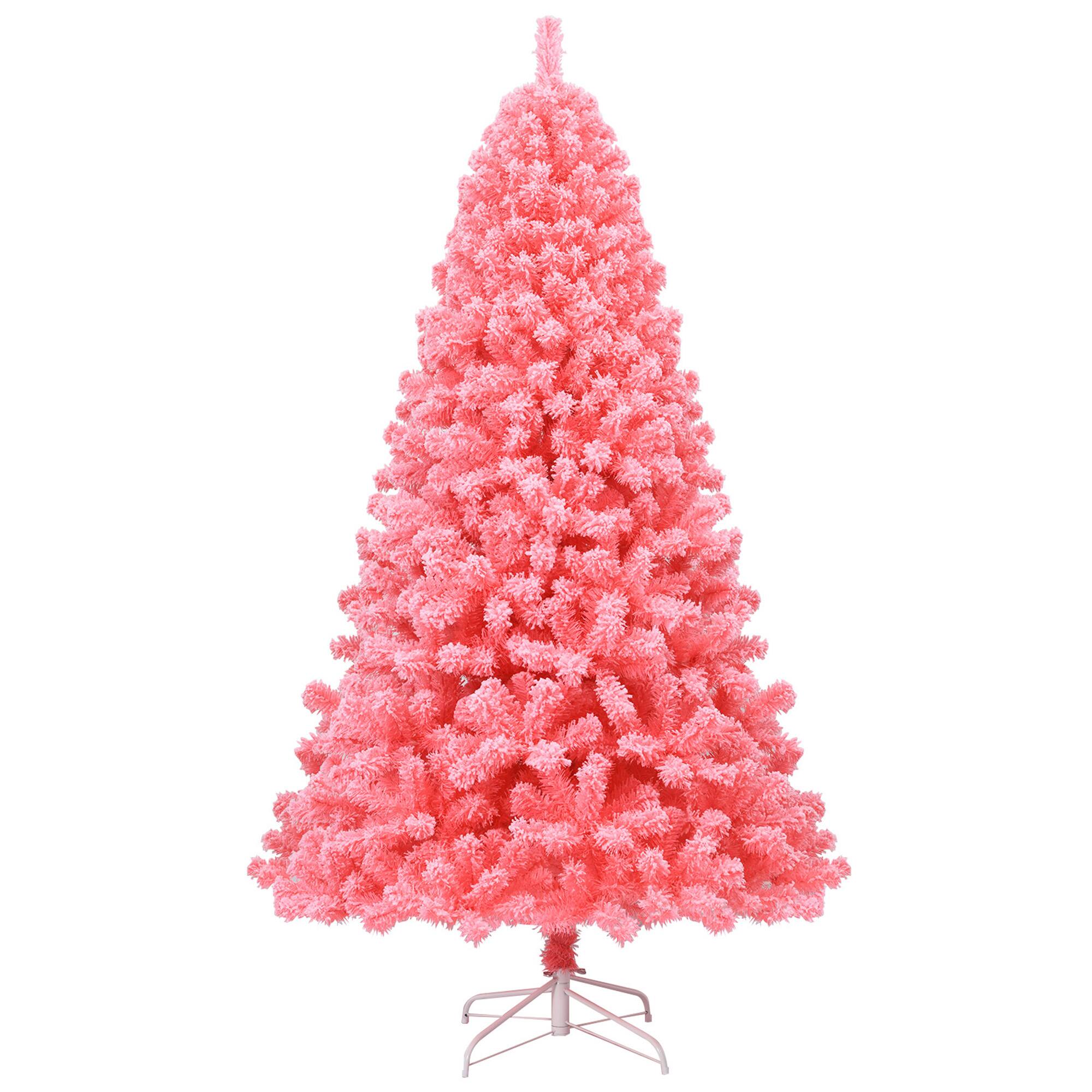 Alt View 9. Gymax - Gymax 7.5 FT Artificial Snow Flocked Pink Christmas Tree Unlit Xmas PVC Tree - Pink.
