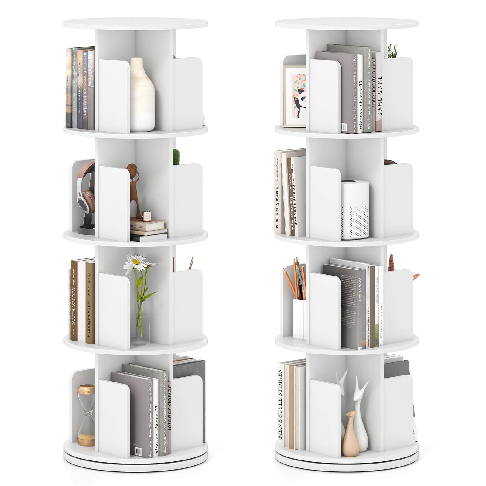 Costway - 2 PCS 4-Tier Rotating Bookshelf 360° Display Rack Dividers & Anti-falling Baffles - White price history on PriceWatchPro