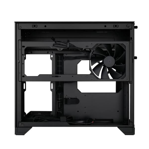Back. Lian Li - O11 Vision-M O11VMX Dual-chamber Design Pre-installed 140 mm Fan Micro ATX Case - Black.