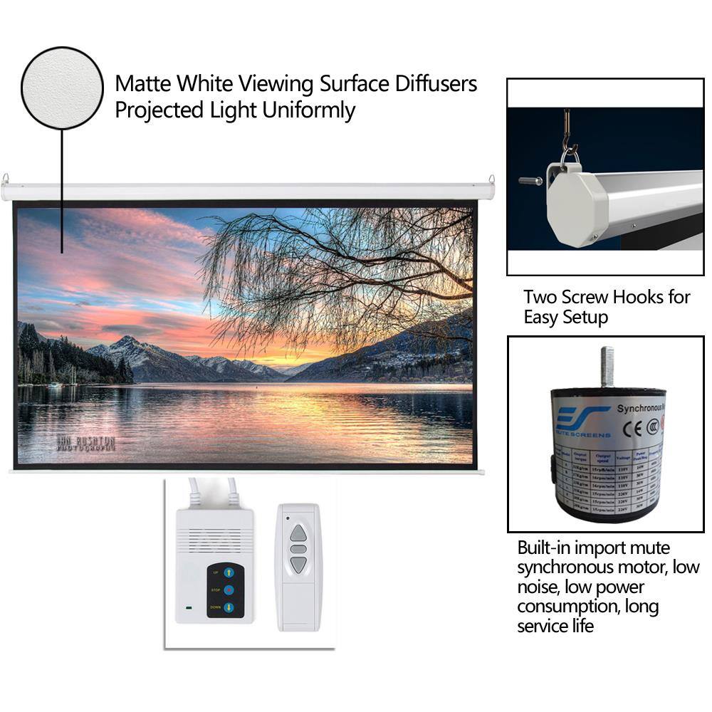 Matte White Viewing Surface Diffusers Projected Light Uniformly

Two Screw Hooks for Easy Setup

Built-in import mute synchronous motor, low noise, low power consumption, long service life