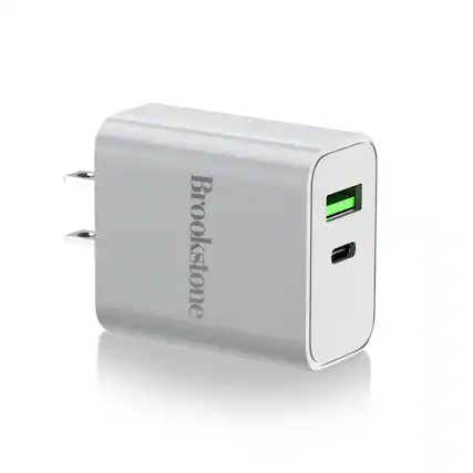 Front. Brookstone - Brookstone 20W Power Delivery 2-Port Ultra Fast Charging Wall Charger (White) - White.