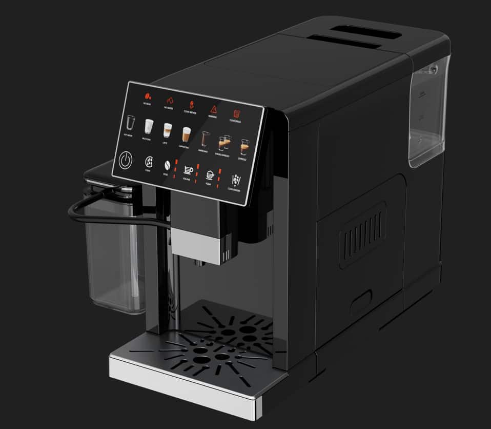 Electactic - Automatic Espresso Coffee Maker with Grinder & Auto Milk Froth, Touch Screen, Detachable Brewer - Black